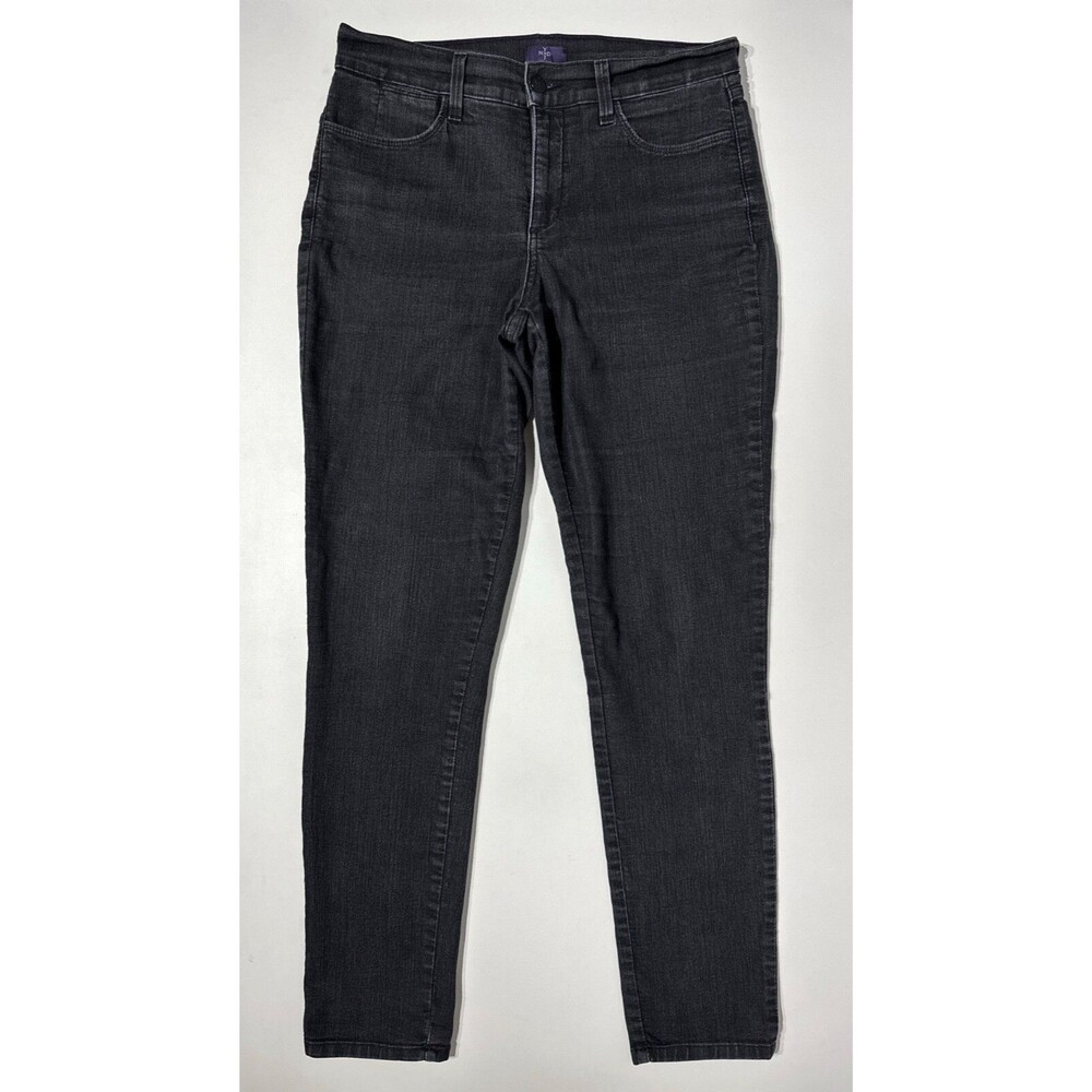 NYDJ Black Denim Mid-Rise Slim Fit Jeans Lift Tuck Stretch Women's Size 10 (J4)